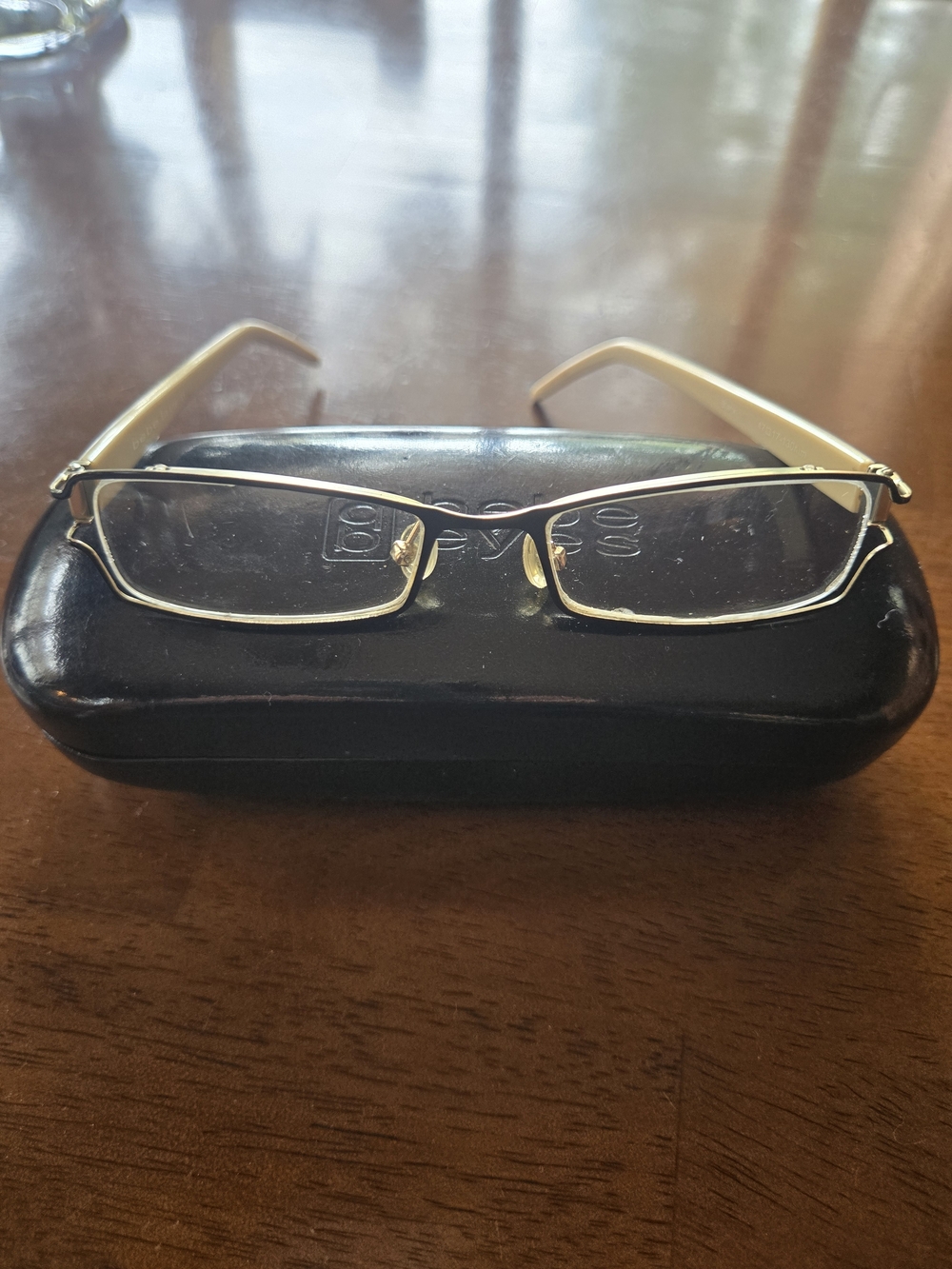 bebe eyes Rectangular Gold Glasses with Black Case